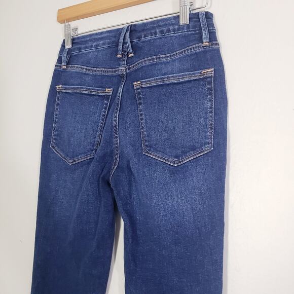 Good American Good Legs Skinny Jeans Raw Hem Stretch Dark Denim NWT 2/26 - Picture 7 of 11